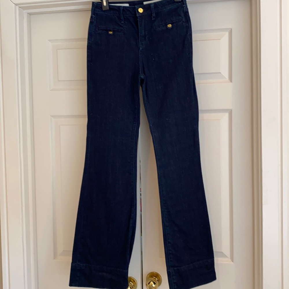 Anthropologie wide legged denim jeans dark wash 26